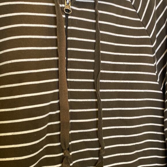 Merona Striped Thick Long Sleeve Fleece Lined Sweatshirt Dark Green Sz Lg - Picture 3 of 11